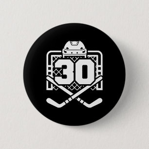 Hockey Nummer 30 Shirt Grappige Hockeyspeler Spel Ronde Button 5,7 Cm