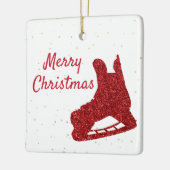 Hockey-Ornament - Rode glans-schaats en -speler Keramisch Ornament (Links)