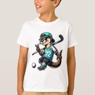 Hockey Otter Met Stok Vredesteken Zonnebril 22 Mas T-shirt