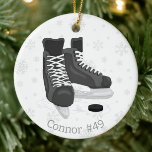 Hockey Patins Monogramme Ornement de Noël