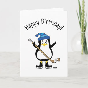 Hockey Penguin Birthday Card Feestdagen Kaart