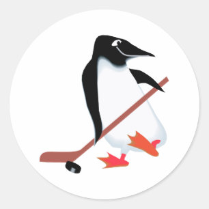 Hockey pinguïn ronde sticker