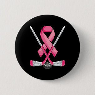 Hockey Pink Ribbon Breast Cancer Bewustheid Sport  Ronde Button 5,7 Cm