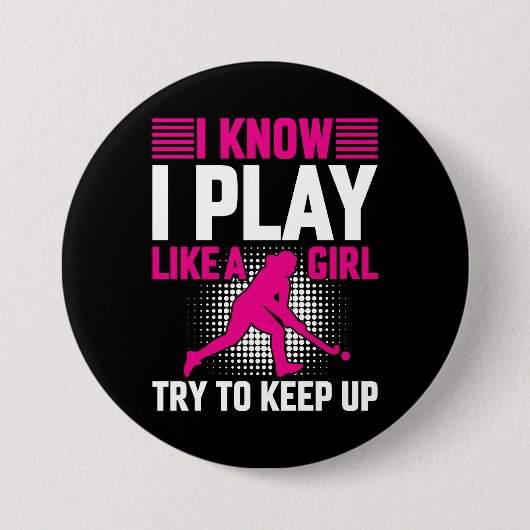 Hockey Play als een meisje Ronde Button 7,6 Cm (Voorkant)