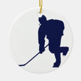 Hockey Player Blue Keramisch Ornament