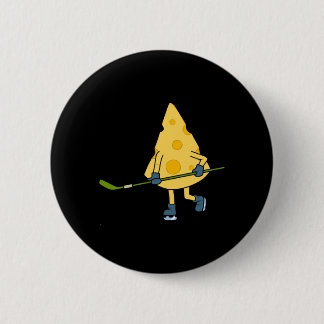 Hockey Player Cute Cheese Hobby Sports Performance Ronde Button 5,7 Cm