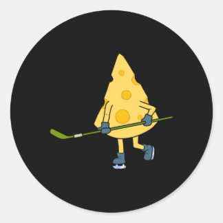 Hockey Player Cute Cheese Hobby Sports Performance Ronde Sticker