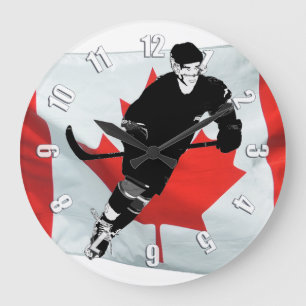 Hockey Player en Canadian Flag Grote Klok