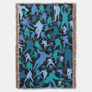 Hockey Player Pattern Throw Blanket Deken