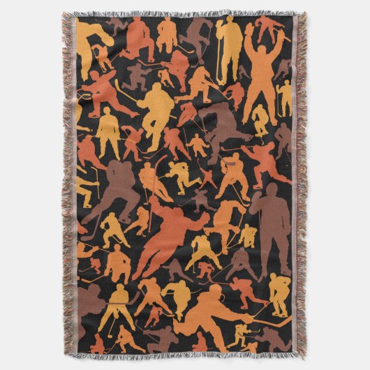 Hockey Player Pattern Throw Blanket Deken (Voorkant Verticaal)