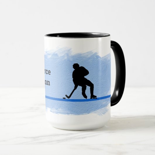Hockey - Player Silhouette and Puck Personalize Mok (Voorkant rechts)
