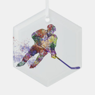 Hockey Player Sport Glas Ornament