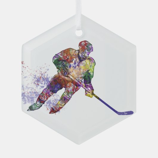 Hockey Player Sport Glas Ornament (Voorkant)