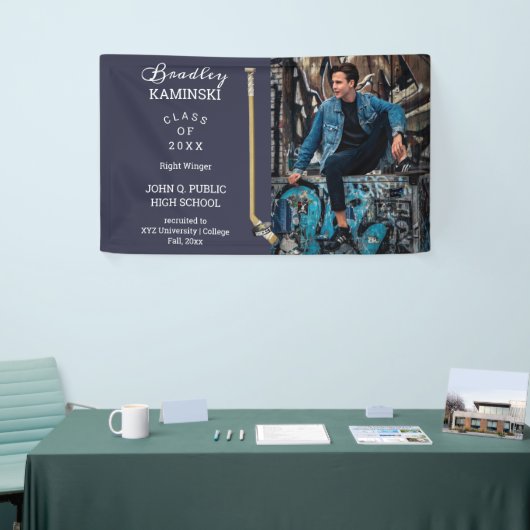 Hockey Player Sports Afstuderen Photo - Blue Spandoek (Beurs)