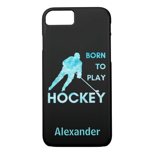 Hockey player telefooncel bevroren blauw, geboren Case-Mate iPhone case (Achterkant)