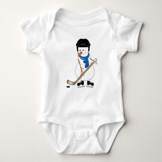 Hockey Plays Snowman Baby Baby Bodysuit (Voorkant)