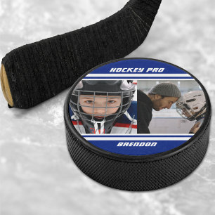 Hockey Pro Fotocollage Gestreept Blauw & Wit Puck