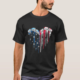 Hockey Puck Heart American Flag 4 juli Patrio T-shirt
