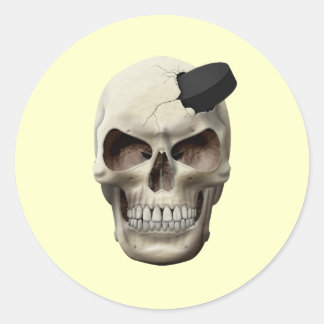 Hockey Puck in Skull Ronde Sticker