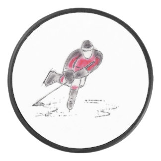 Hockey Puck met originele schets van Hockey Player