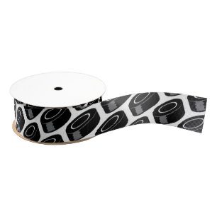 Hockey Puck Pattern Fun Sports Grosgrain Lint