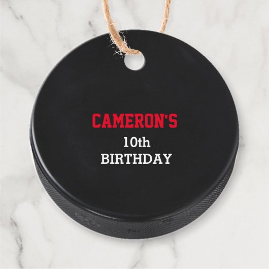 Hockey Puck Red Bedankjes Labels (Voorkant)