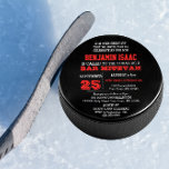 Hockey Puck Round Bar Mitzvah Invitation<br><div class="desc">Ces invitations chic décontractées sont parfaites pour toute célébration sportive Bar Mitzvah. Chaque ligne de texte est entièrement personnalisable pour dire ce que vous voulez! Trouvez des produits de coordination dans la Collection Sports Bar Mitzvah.</div>