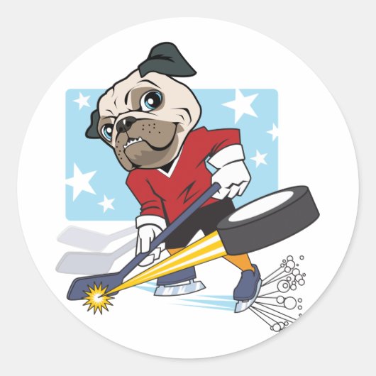  Hockey Pug Ronde Sticker (Voorkant)
