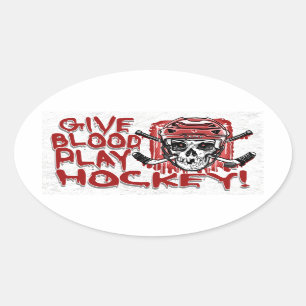 Hockey Red afspelen in het bloed Ovale Sticker
