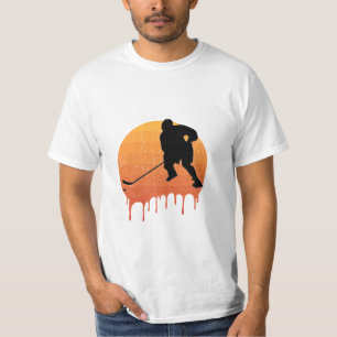 Hockey Retro Zonsondergang Design T-shirt