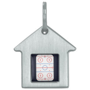 Hockey Rink Diagram op Blue Carbon Fiber Style Huisdieren Naamplaatje