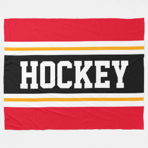 HOCKEY Rood Zwart Wit Geel Racing Stripes Fleece Deken