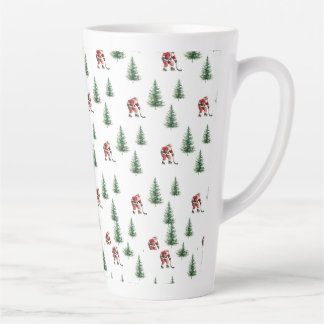Hockey Santa en Pine Trees Kerstmis Latte Mok