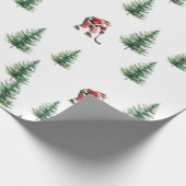 Hockey Santa en Pine Trees Kerstverpakking Cadeaupapier (Hoek)