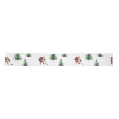 Hockey Santa en Pine Trees Kerstverpakking Lint (Voorkant)
