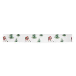 Hockey Santa en Pine Trees Kerstverpakking Lint