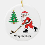 Hockey Santa Kerstronde Keramisch Ornament (Achterkant)