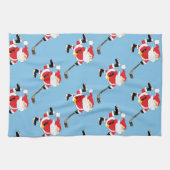Hockey Santa Sking-kerstkeuken-decor Theedoek (Horizontaal)