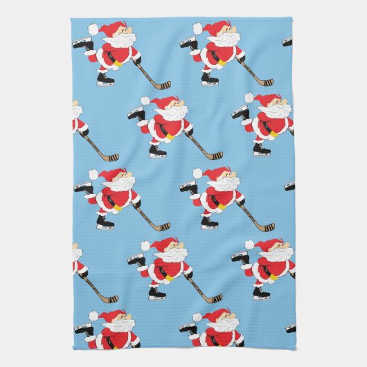 Hockey Santa Sking-kerstkeuken-decor Theedoek (Verticaal)