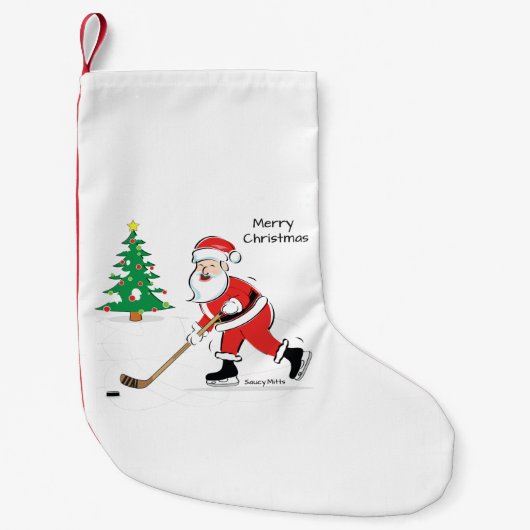 Hockey Santa Stocking Kleine Kerstsok (Voorkant)
