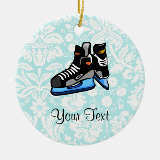 Hockey-Schaatsen; Damask Keramisch Ornament (Voorkant)