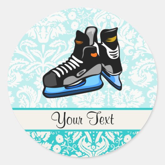 Hockey Schaatsen; Damask Ronde Sticker (Voorkant)