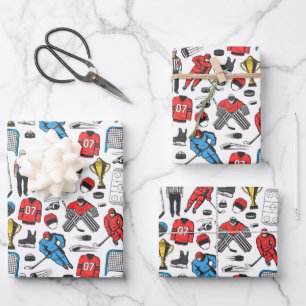 Hockey scheidsrechter spelers ijsbaan patroon inpakpapier vel