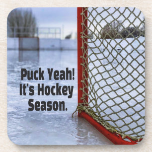 Hockey Season Ice Cold Funny Humor Puck Bier Onderzetter