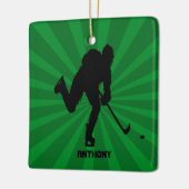Hockey Silhouette Avec Ornement De Noël Vert (Gauche)