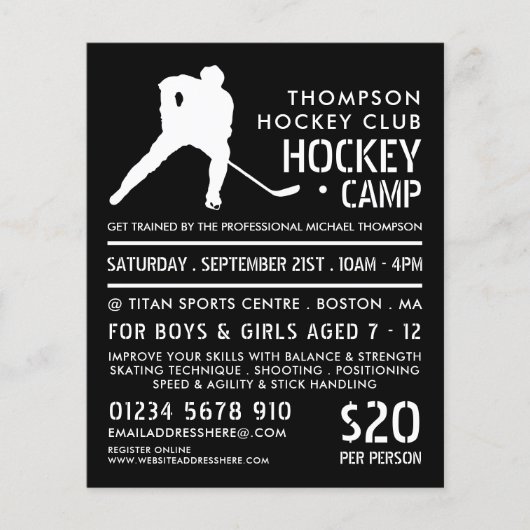 Hockey Silhouette, Hockey Camp Adverteren Flyer (Voorkant)