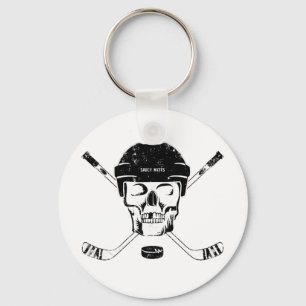 Hockey Skull en Crossed Sticks Sleutelhanger