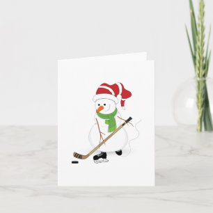 Hockey Sneeuwman Kerstkaart Feestdagen Kaart