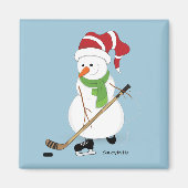 Hockey Snowman Kerstmis Magneet (Voorkant)
