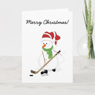 Hockey Snowman Merry-kerstkaart Feestdagen Kaart